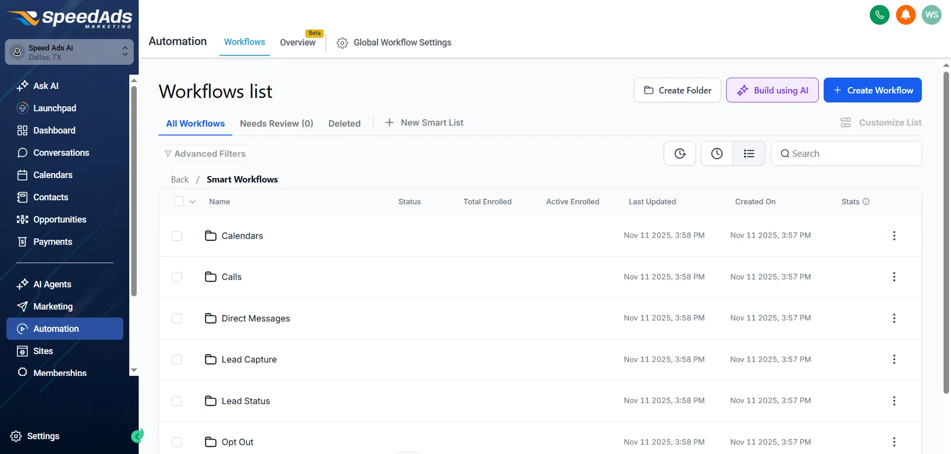 SpeedAds AI CRM — AI-powered automated follow-up workflow builder